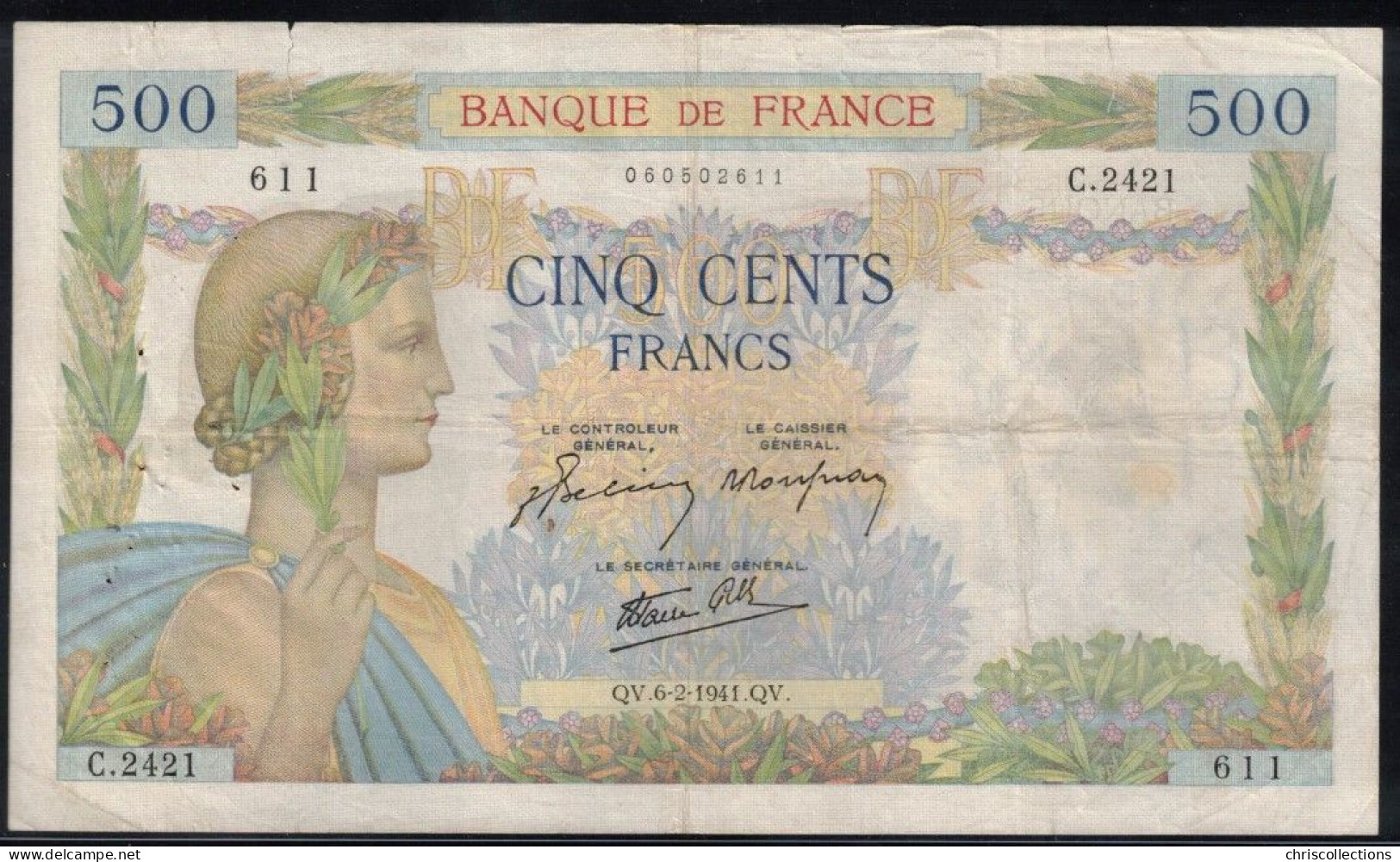 FRANCE - Billet Français - 500F La Paix - F : 32/14 -  6.2.1941 - TTB - - 500 F 1940-1944 ''La Paix''