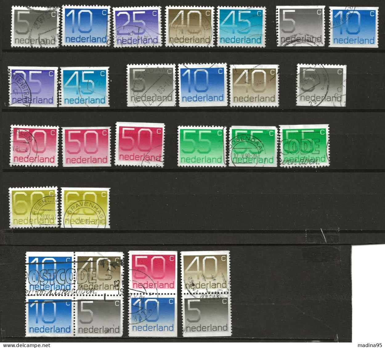 PAYS-BAS: Obl., YT N°1041 à 1154, Ens. De 27 Tp, Av. Les Diff. Dentelures Et Des Paires Et Bloc De Carnet, TB - Used Stamps