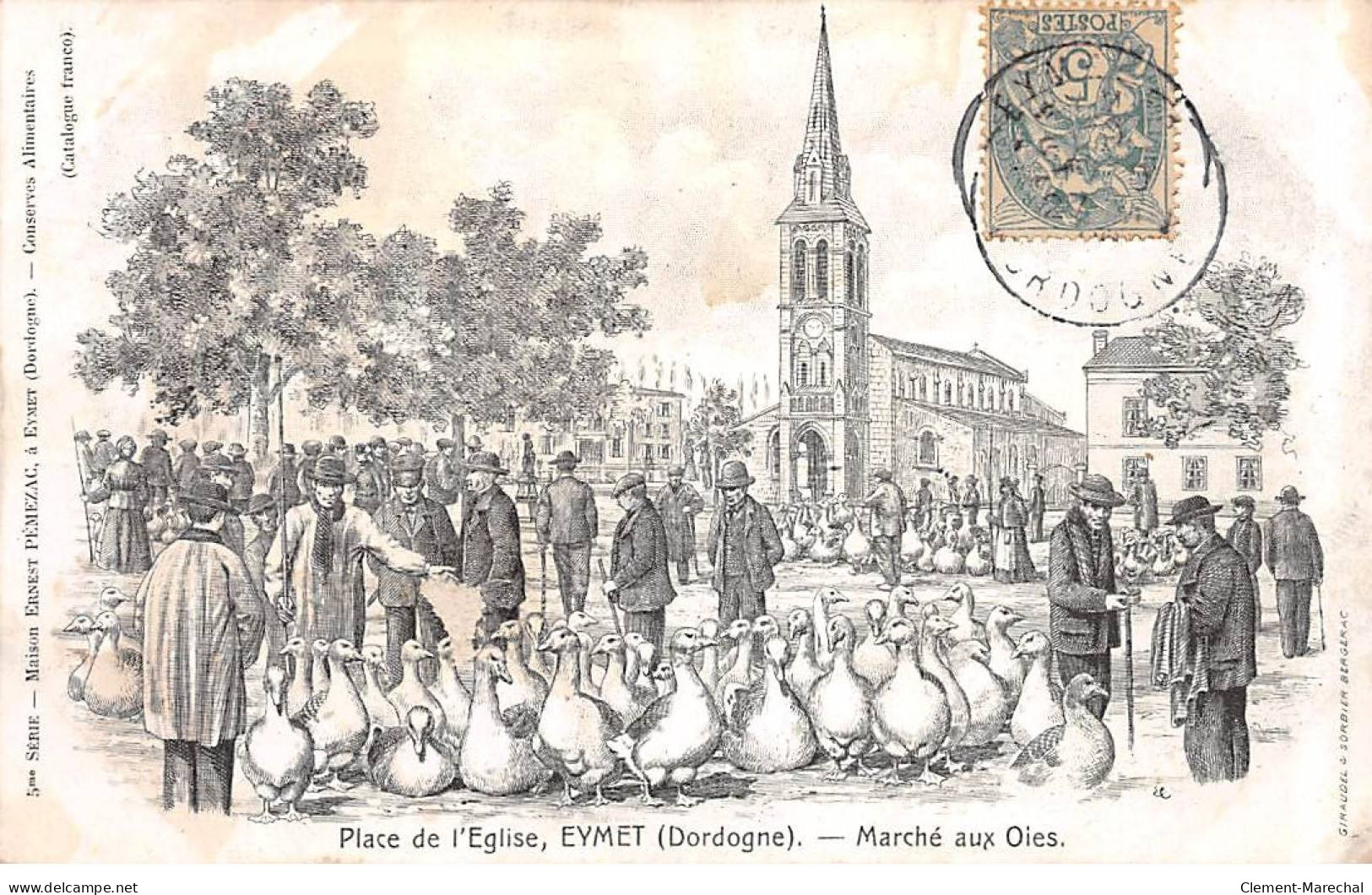 EYMET - Place De L'Eglise - Marché Aux Oies - Très Bon état - Eymet