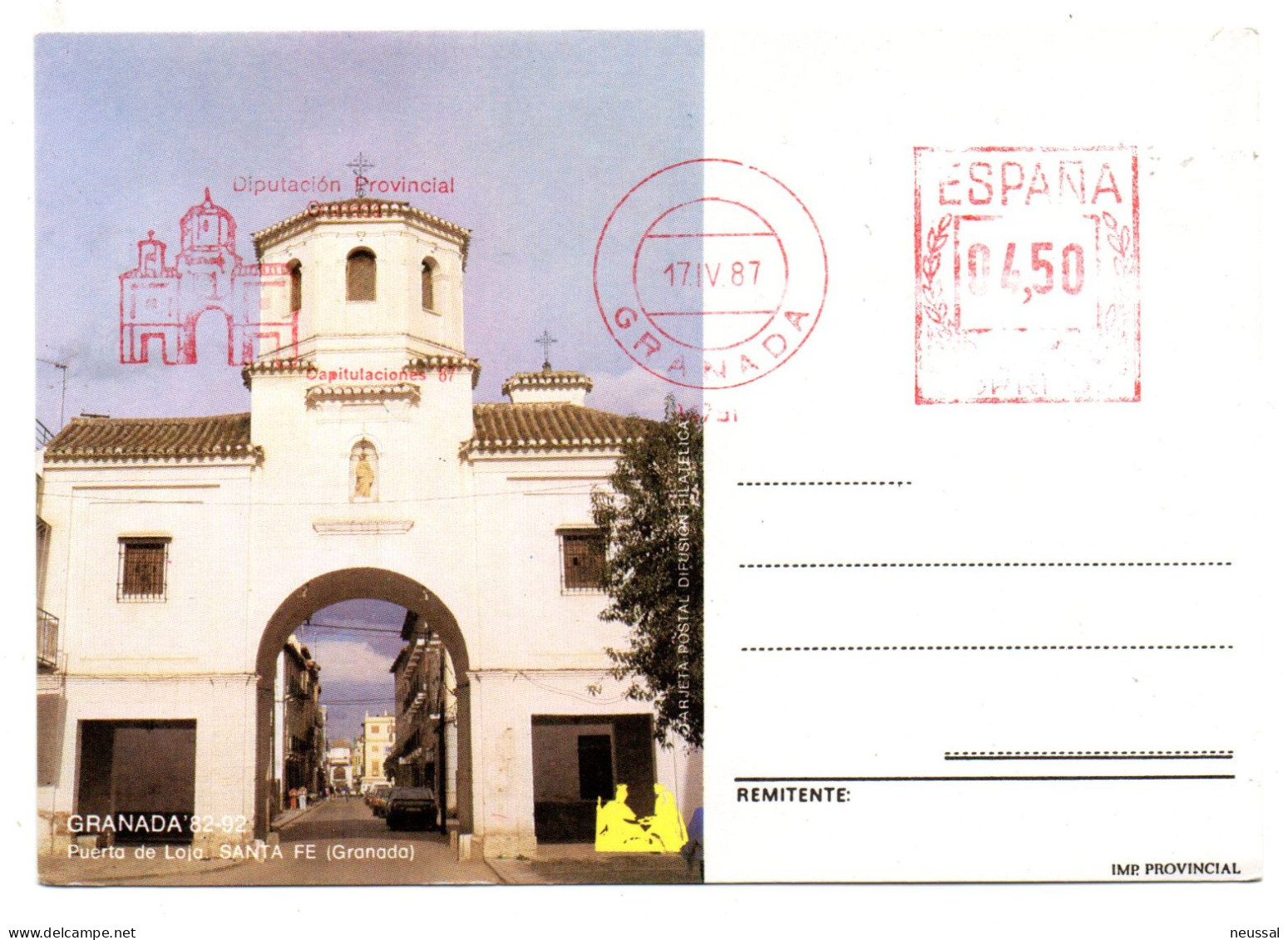 Tarjeta Con Matasellos Mecanico De 1987 - Postage Free