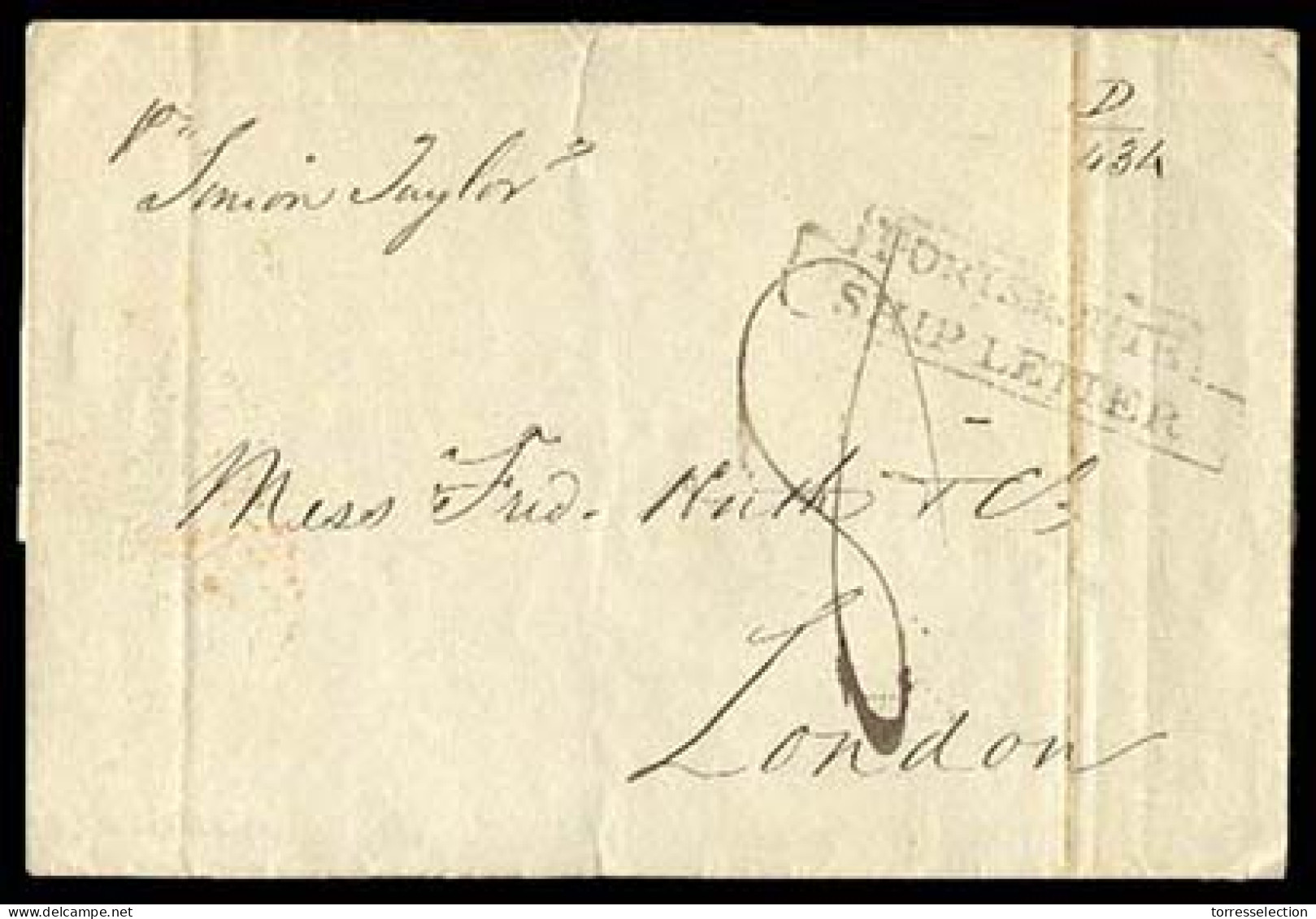 MACAU. 1843.  (Nov 13).  Macao To London.  E. With Pmk. On Front "Portsmouth/Ship Letter " (**), Mns. Per "Union Taylor" - Autres & Non Classés