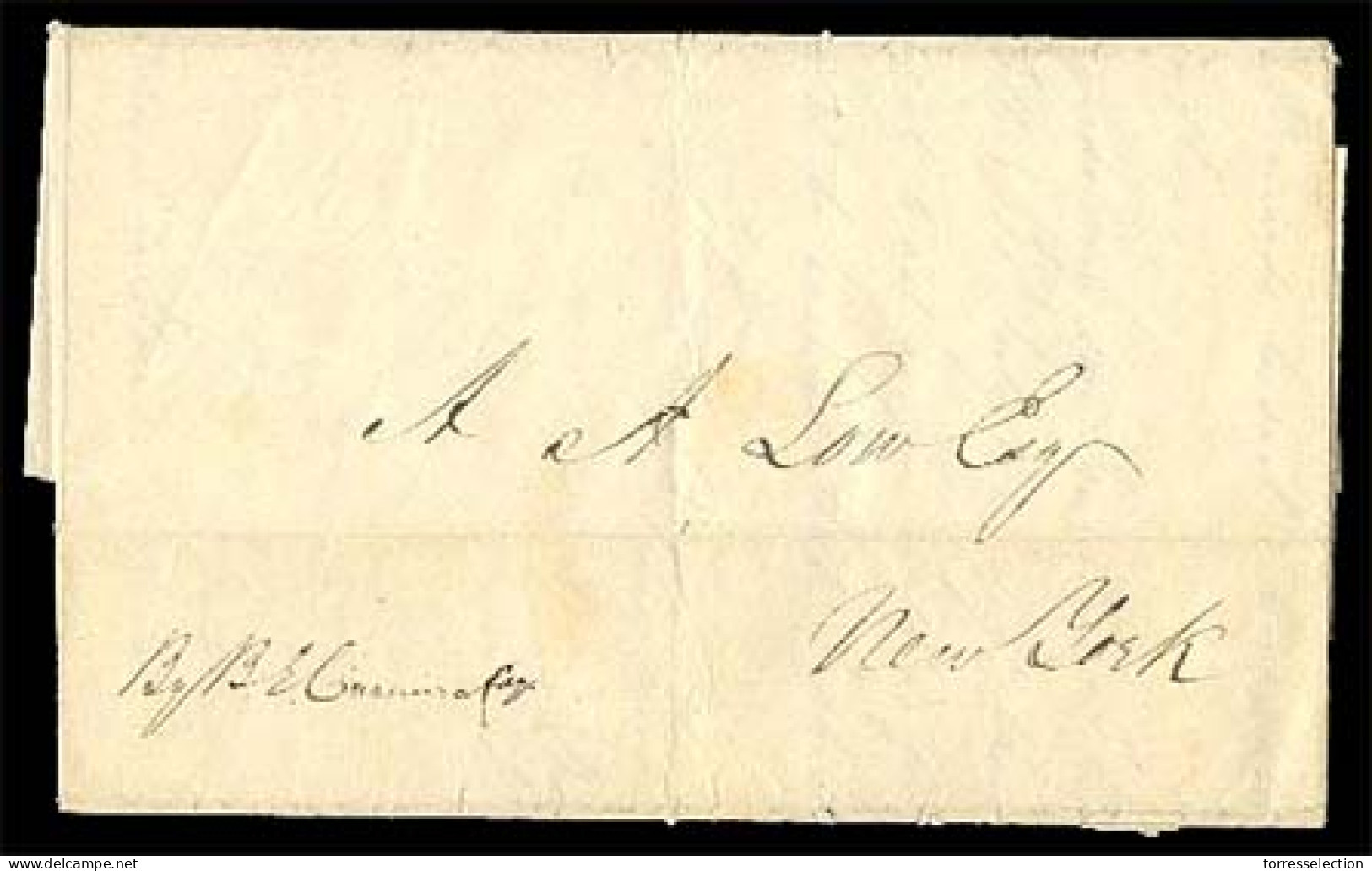 MACAU. 1847 (6 January).  Macau To New York.  E. L. Endorsed By "B.E.  Carmiza Esq", Mns On Front As Forwarding Agent.   - Other & Unclassified