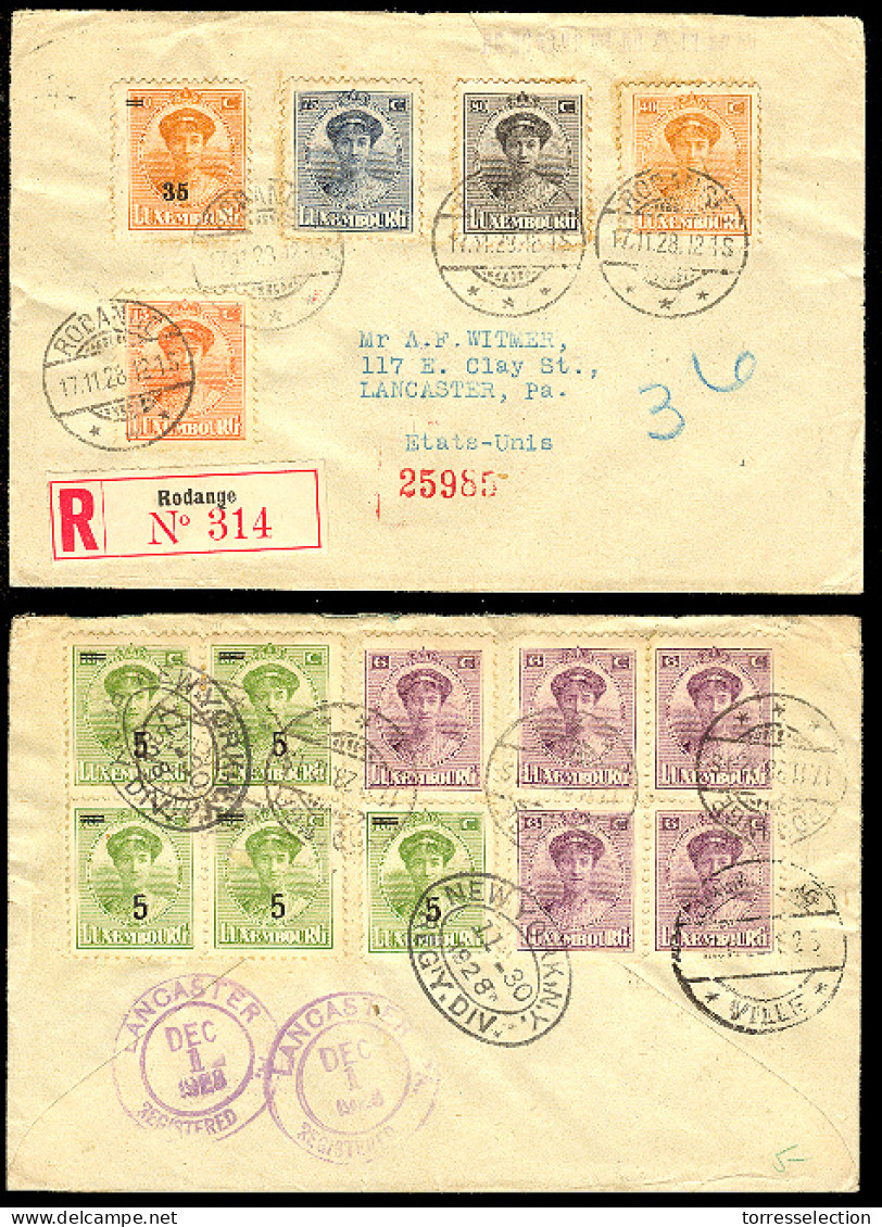 LUXEMBOURG. 1928. Rodange - USA. Regitr Multifrkd Env. Espectacular. - Other & Unclassified