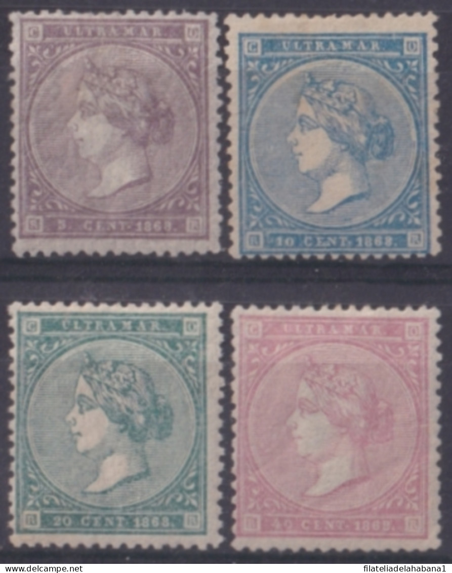 1868-147 CUBA SPAIN ANTILLES 1868 ISABEL II 5c-40c MH COMPLETE SET.  - Prefilatelia