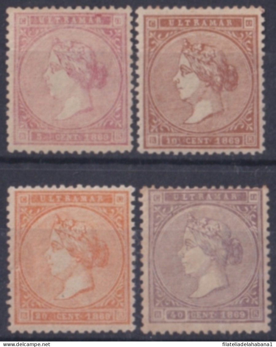 1869-163 CUBA SPAIN ANTILLES 1869 ISABEL II 5c-40c MH COMPLETE SET.  - Préphilatélie