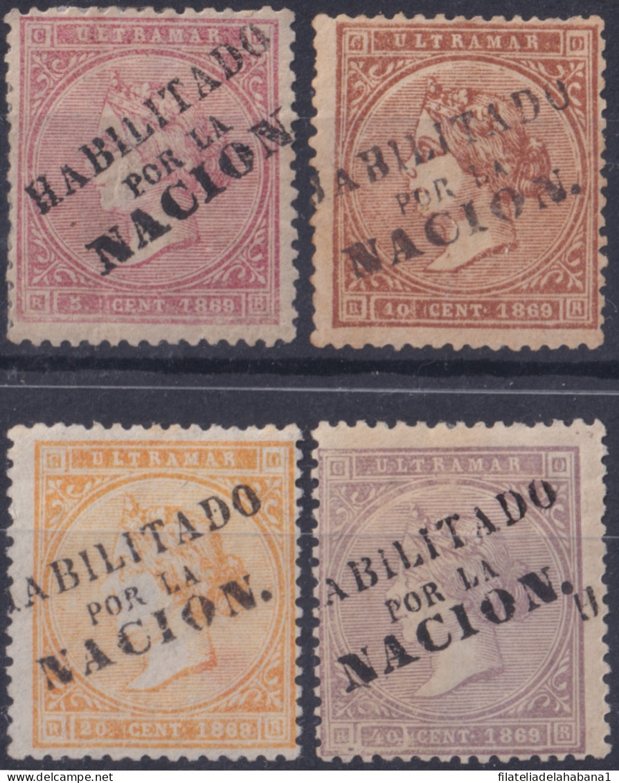 1868-149 CUBA SPAIN ANTILLES 1868 HABILITADO POR NACION ORIGINAL 100% 5c-40c MH SET.  - Voorfilatelie