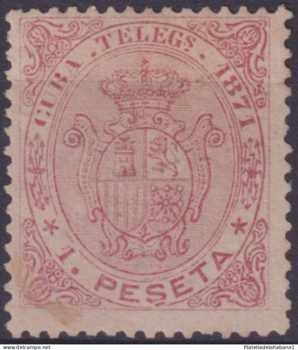 1871-154 CUBA SPAIN TELEGRAPH Ed.16 1871 REPUBLICA 1 Pta CARMIN.  - Vorphilatelie