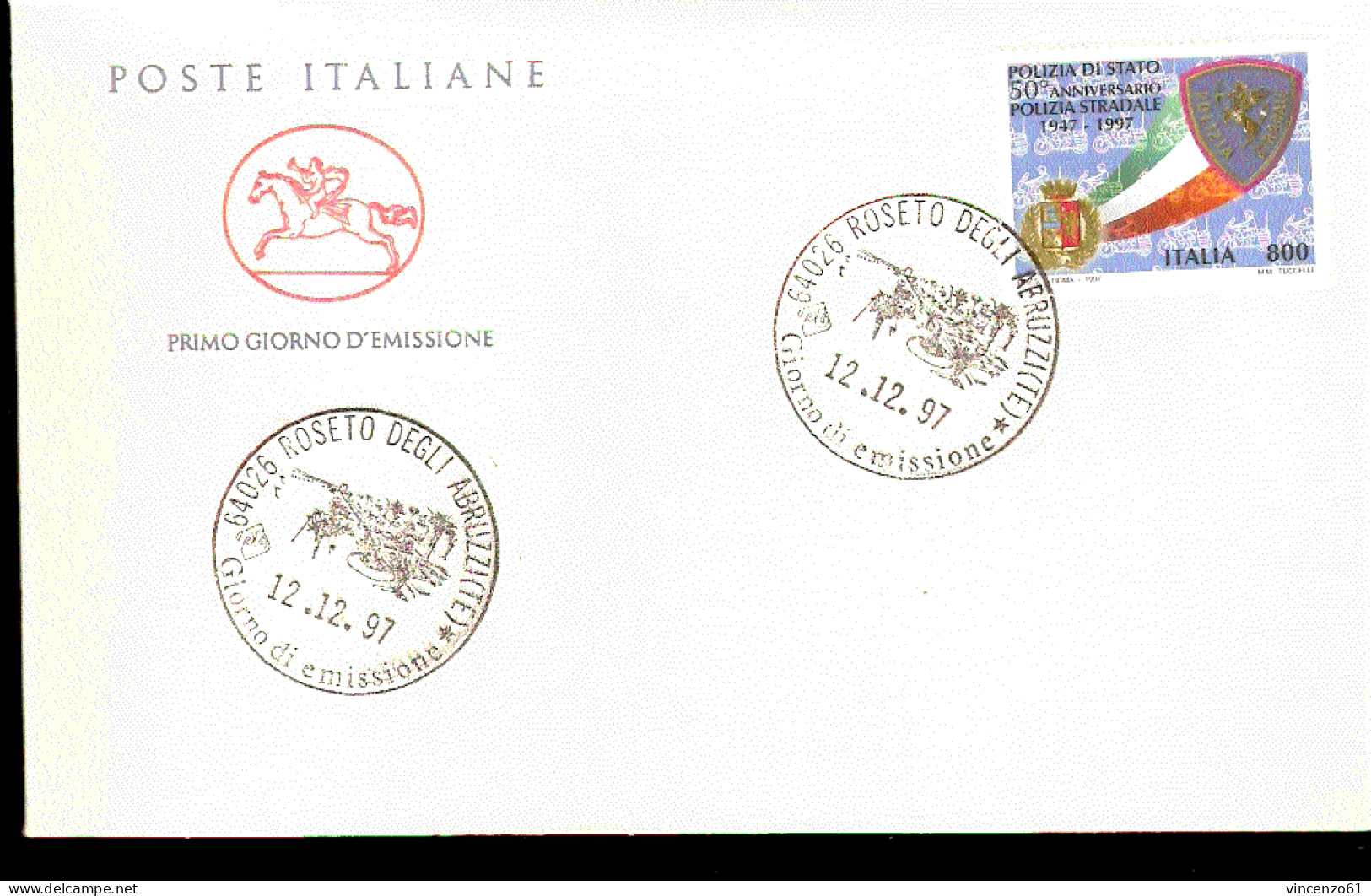 1997 BUSTA CON ANNULLO FDC Cinquantesimo Anniversario  Polizia Di Stato E Polizia Stradale - Polizei - Gendarmerie