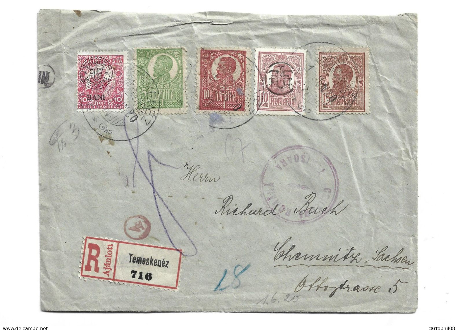 1920 ROMANIA HUNGARY TO GERMANY - REGISTERED COVER CLUJ ORADEA ISSUE MIXED FRANKING CENSORED RARE - TIMISOARA CENSORED - Other & Unclassified