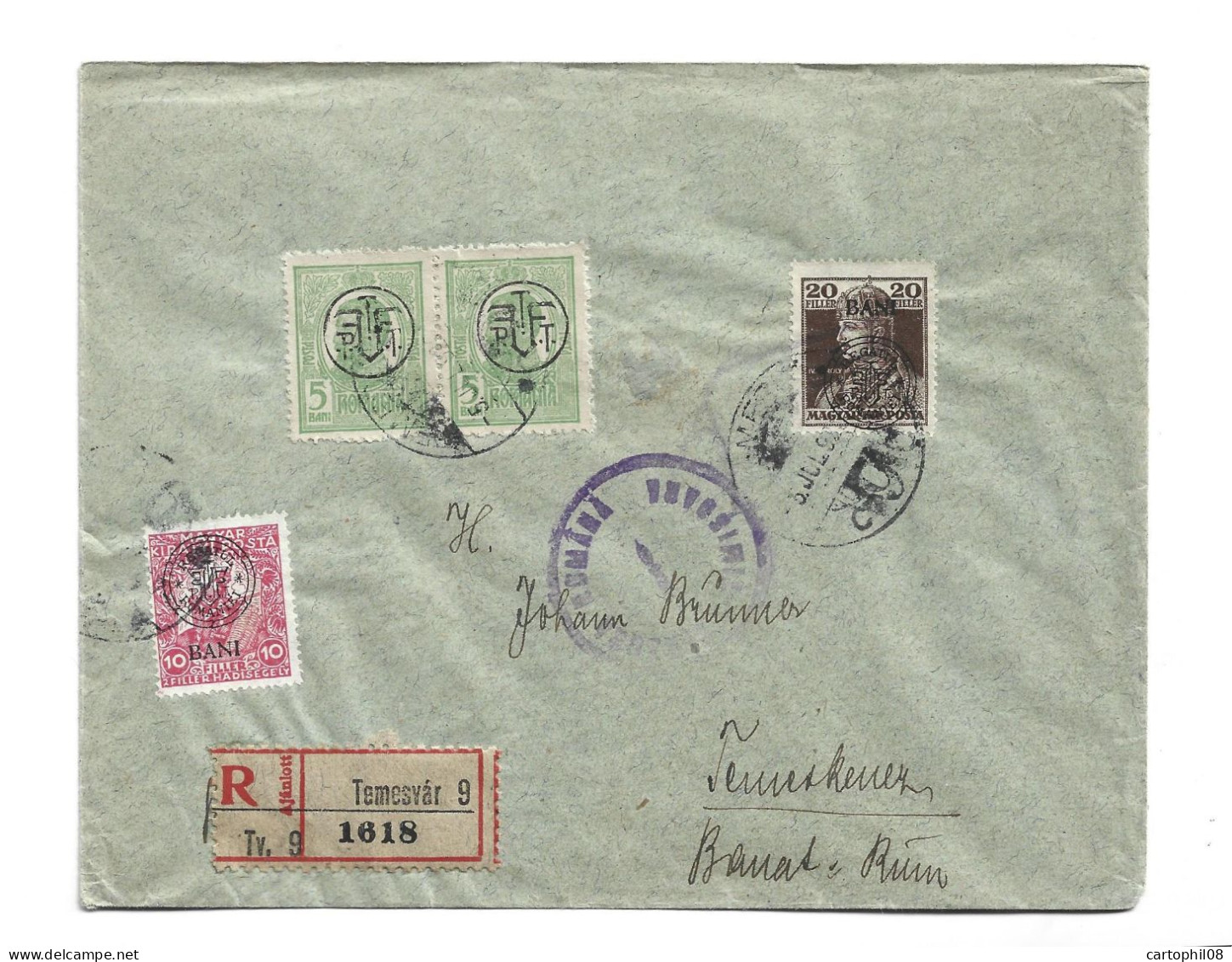 1920 ROMANIA HUNGARY TO GERMANY - REGISTERED COVER CLUJ ORADEA ISSUE MIXED FRANKING CENSORED RARE - TIMISOARA CENSORED - Other & Unclassified