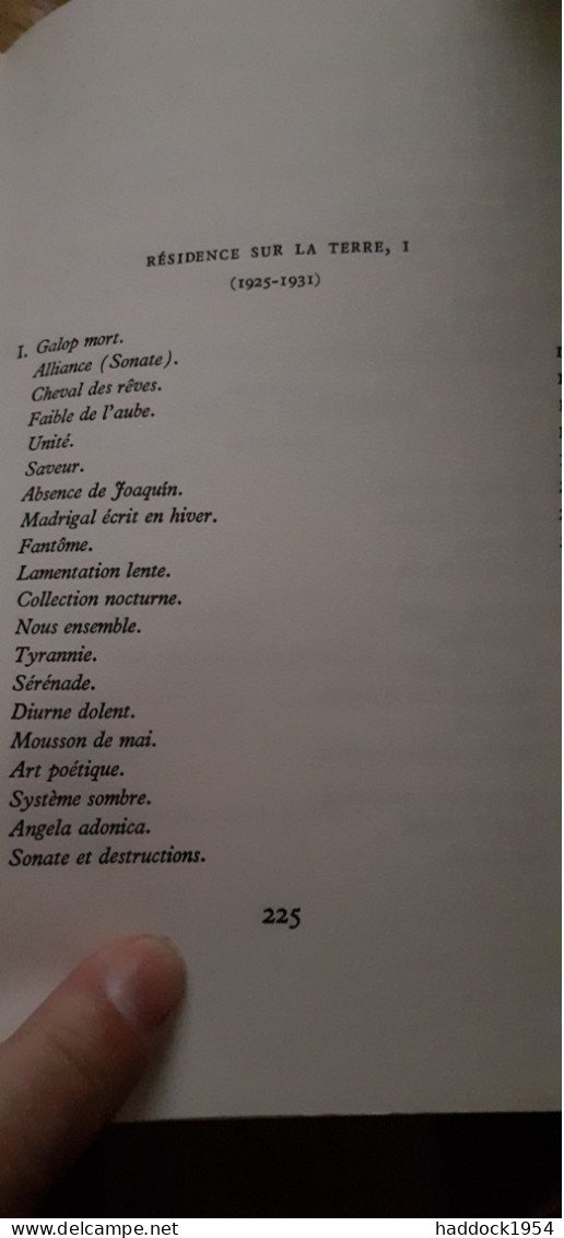 Résidence Sur La Terre PABLO NERUDA  Gallimard 1969 - Autres & Non Classés