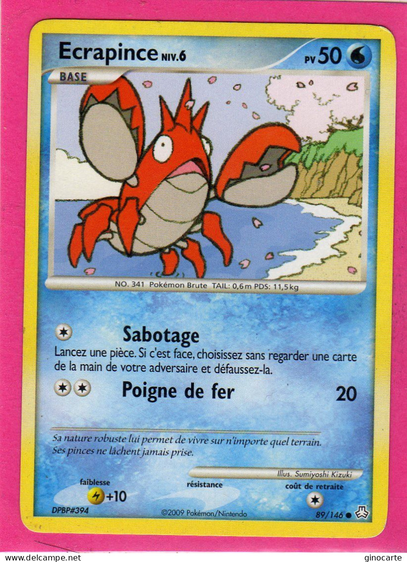 Carte Pokemon 2009 Diamant Et Perle Eveil De Legende 89/146 Ecrapince 50pv Bon Etat - Diamant Und Perl