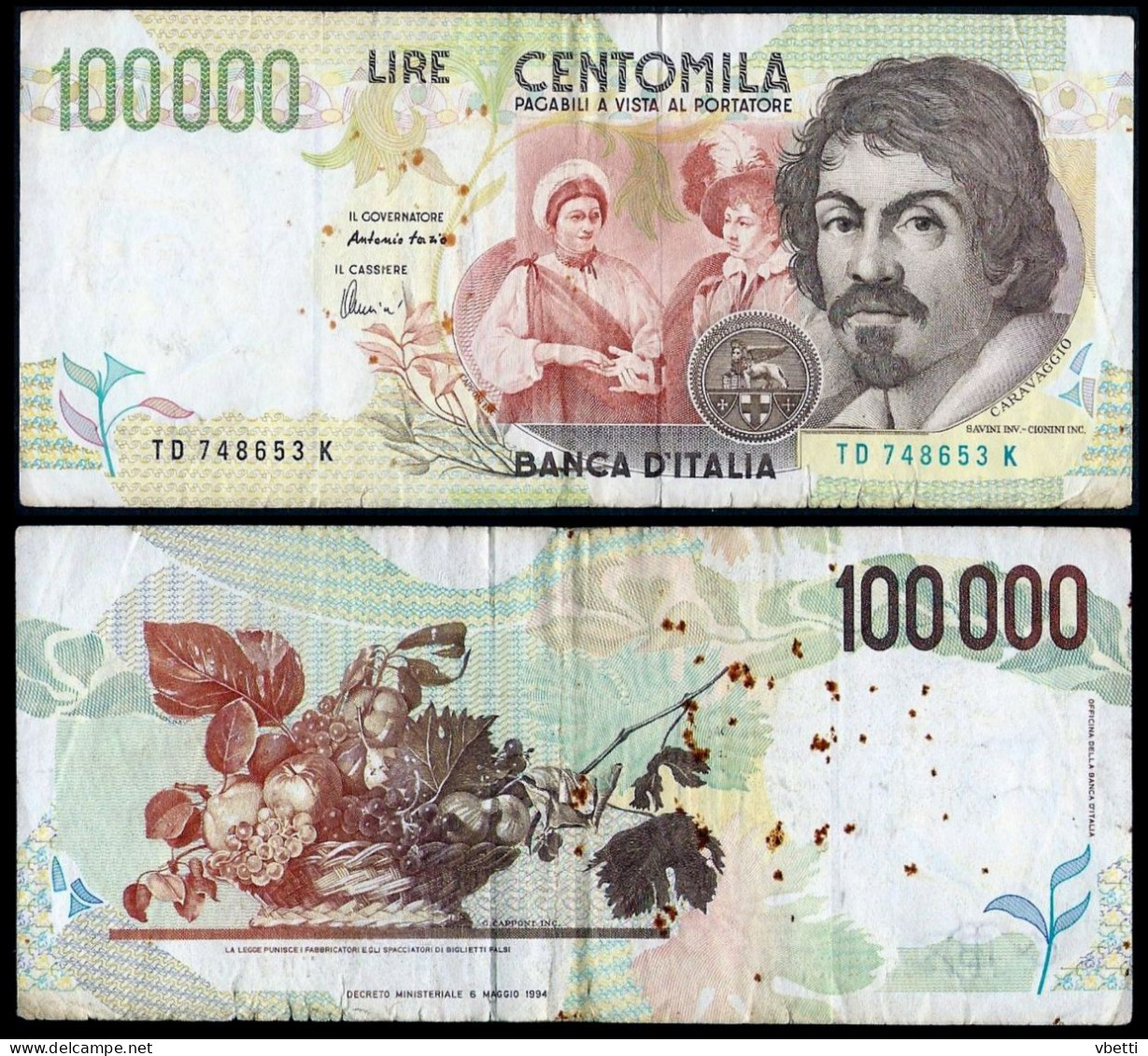 Italy, 100000 Lire CARAVAGGIO - 100000 Lire