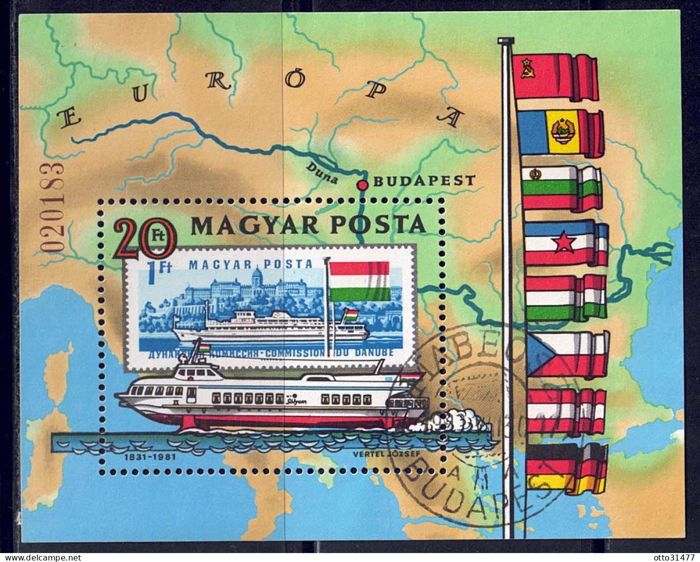 Ungarn 1981 - Donauschiffe, Block 153 A, Gestempelt / Used - Blocks & Sheetlets