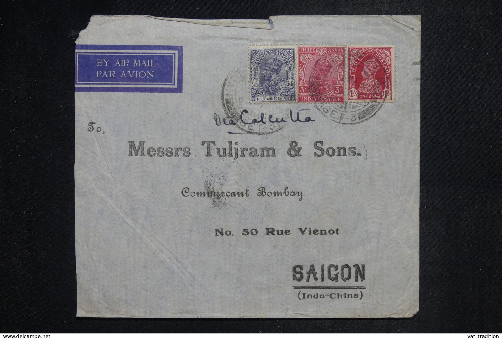 INDES ANGLAISES - Enveloppe Commerciale De Hyderabad Pour Saigon En 1938 - L 150784 - 1936-47 Koning George VI