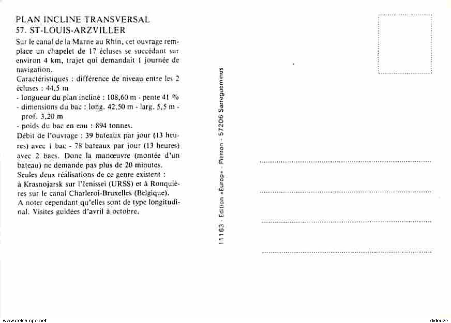 57 - Saint Louis - Arzviller - Le Plan Incliné Transversal - Ascenseur à Bateaux - Vedette - Bateau Promenade - Carte Ne - Arzviller
