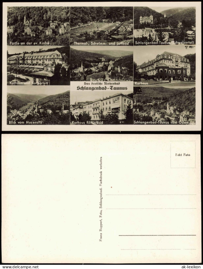 Schlangenbad Mehrbildkarte Mit Kurhaus, Schwimmbad, Panorama Uvm. 1950 - Schlangenbad