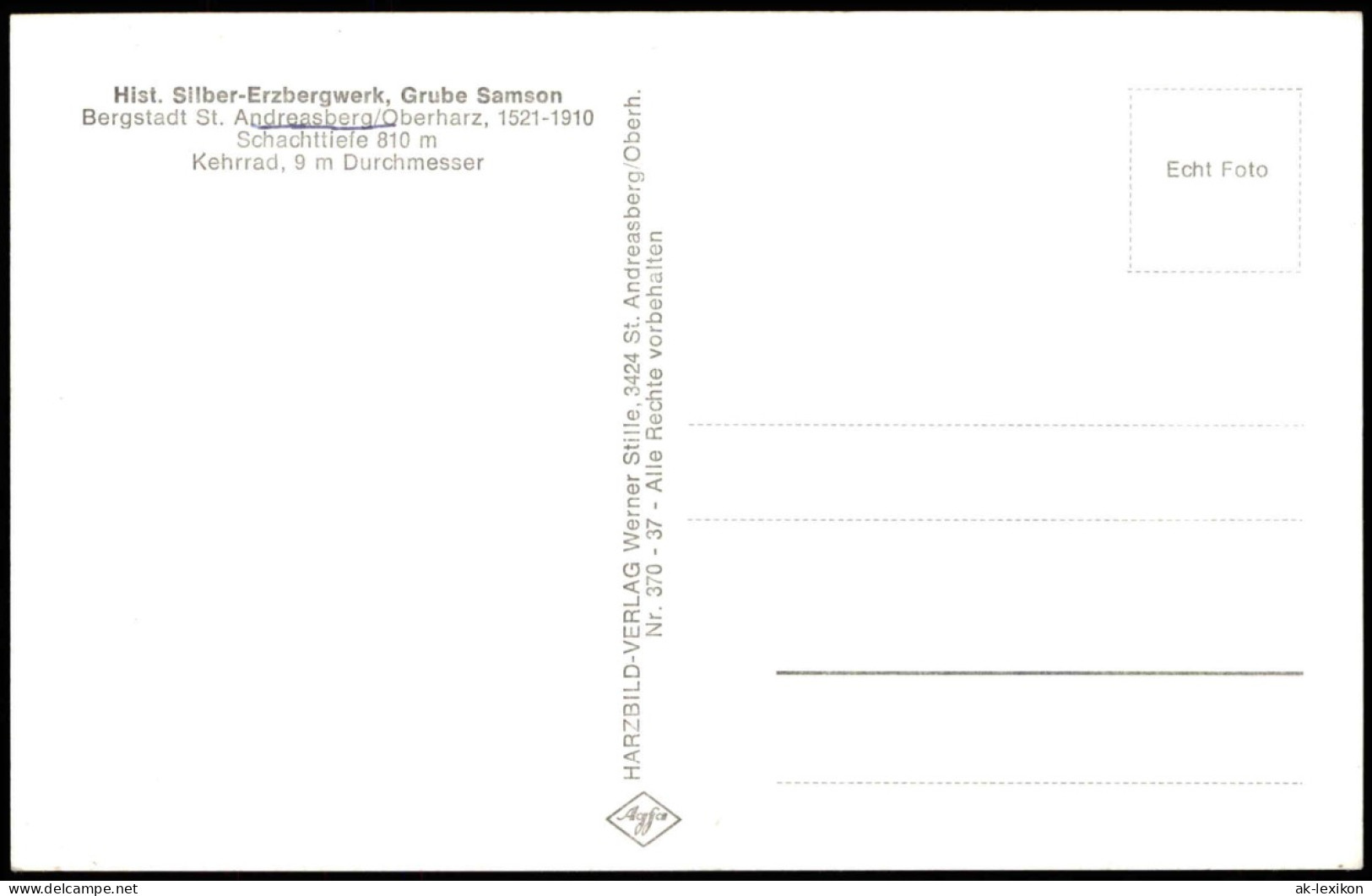 Sankt Andreasberg-Braunlage Kehrrad Hist. Silber-Erzbergwerk, Grube Samson 1960 - St. Andreasberg