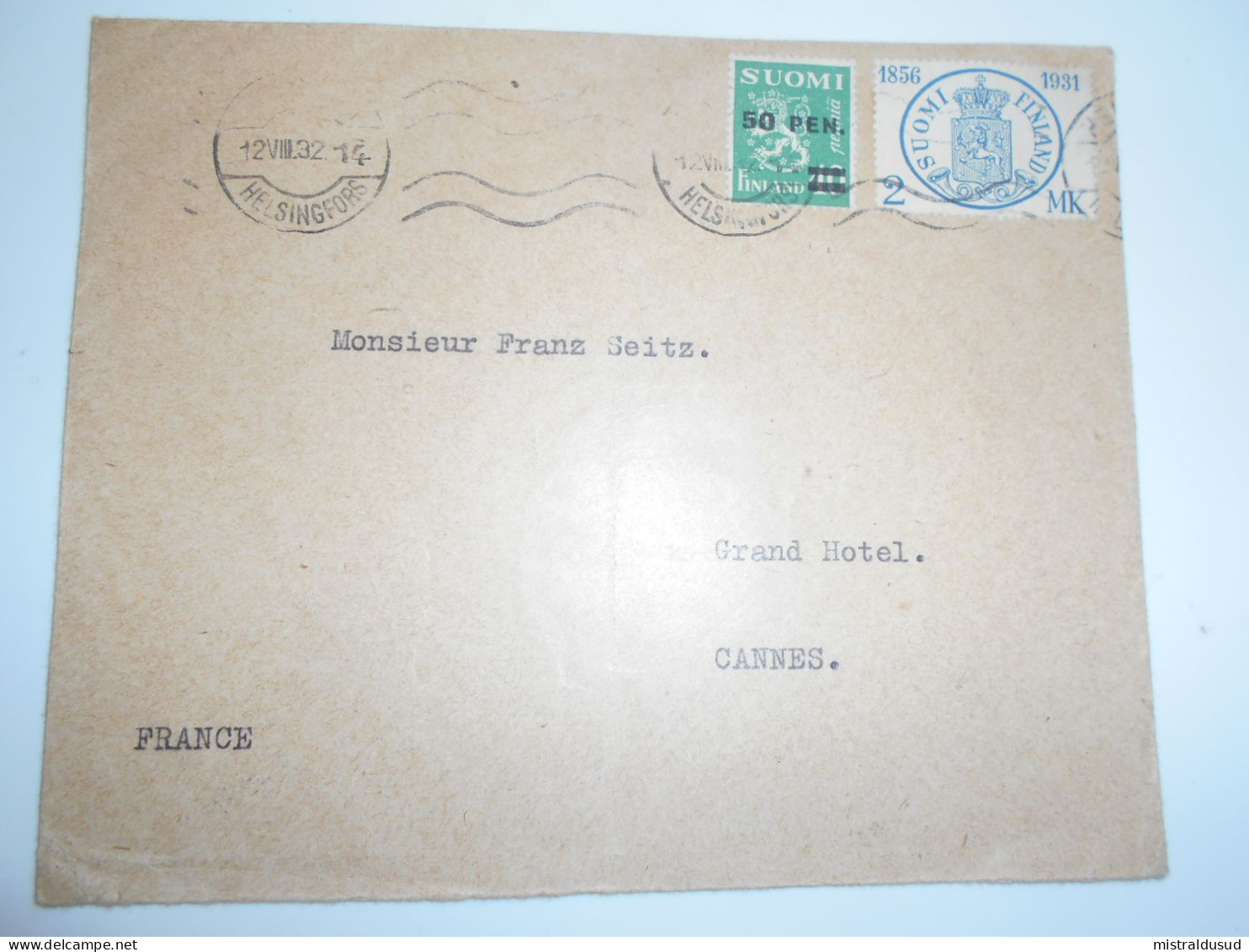 Finlande , Lettre De Helsingfors 1932 Pour çannes - Lettres & Documents