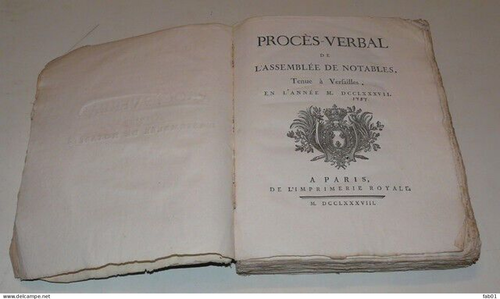 L'assemblée Des Notables 1787 (procès Verbal)-divers Mémoires:forêts,timbres..... - 1900 - 1949
