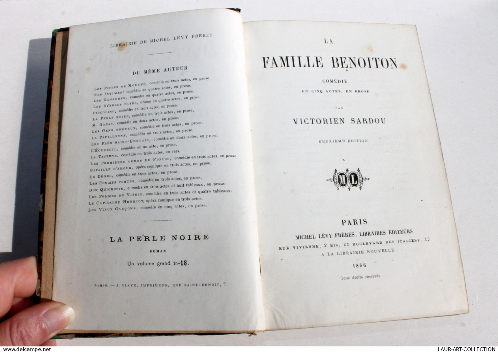 LA FAMILLE BENOITON COMEDIE En 5 ACTES De VICTORIEN SARDOU, 2e EDITION 1866 LEVY / ANCIEN LIVRE FRANCAIS (1803.7) - Auteurs Français