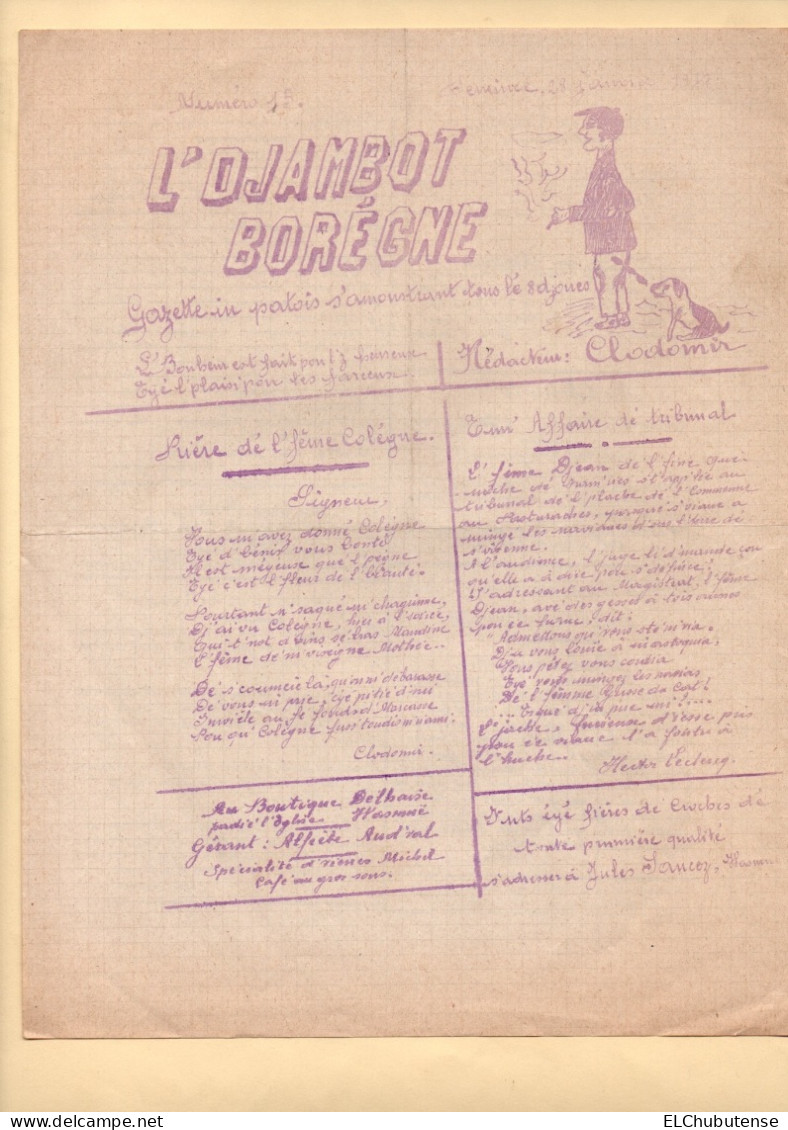 Journal Patois L'Djambot Borégne - Belgique Hainaut Wallonie Guerre 14-18 - 1914-18