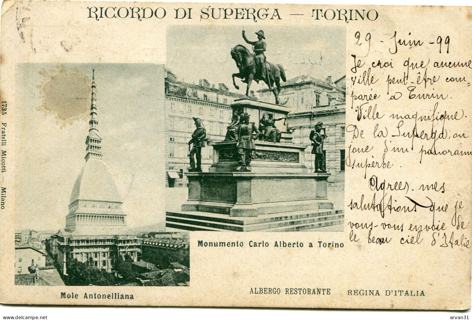 TORINO - RICORDO Di SUPERGA 5 - CARTOLINA PRECURSORE RARO Del 1899 - POSSIBILITÀ DI SCONTO E SPEDIZIONE GRATUITA - - Mehransichten, Panoramakarten