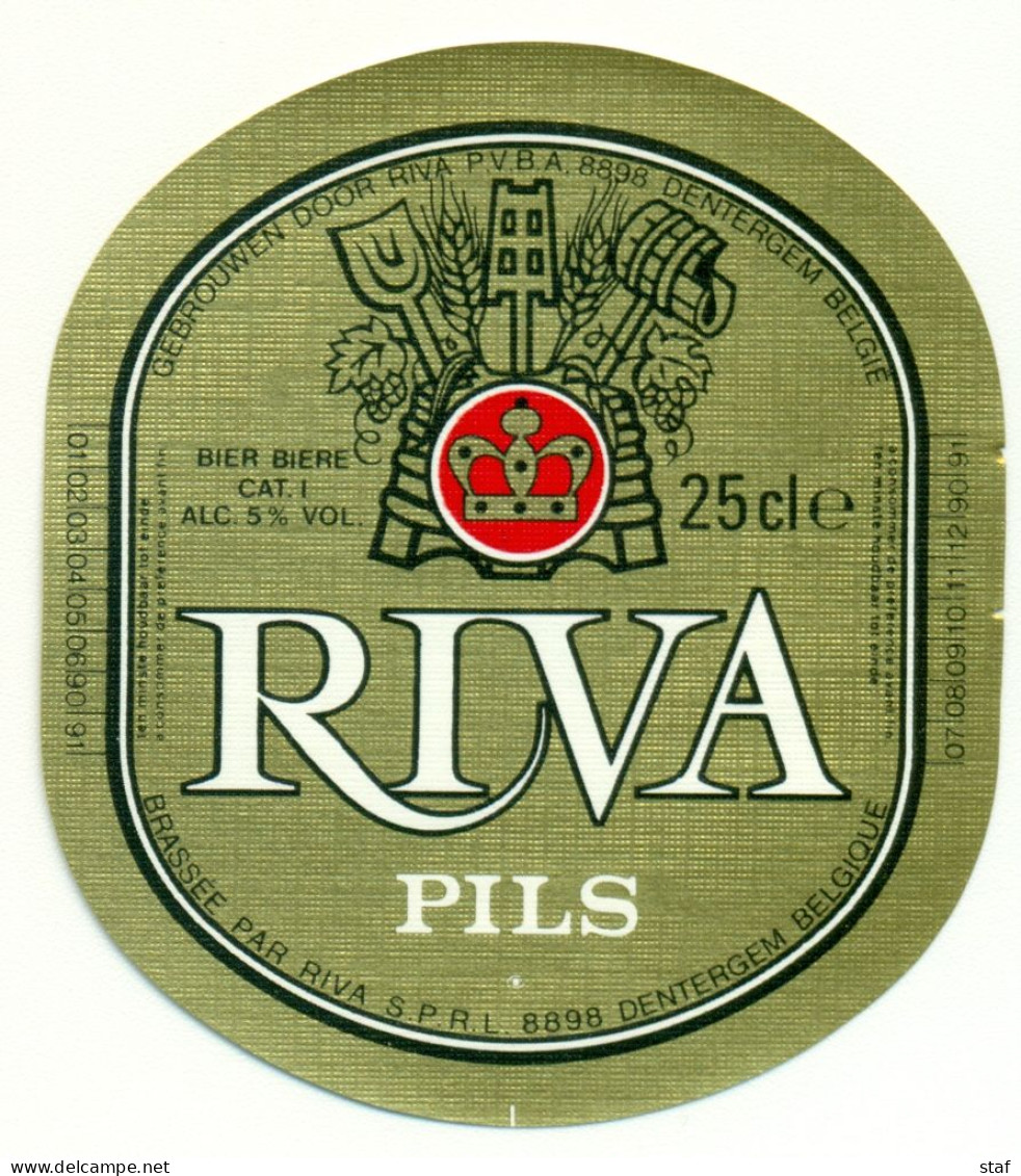 Oud Etiket Bier Riva Pils - Brouwerij / Brasserie Riva Te Dentergem - Bière