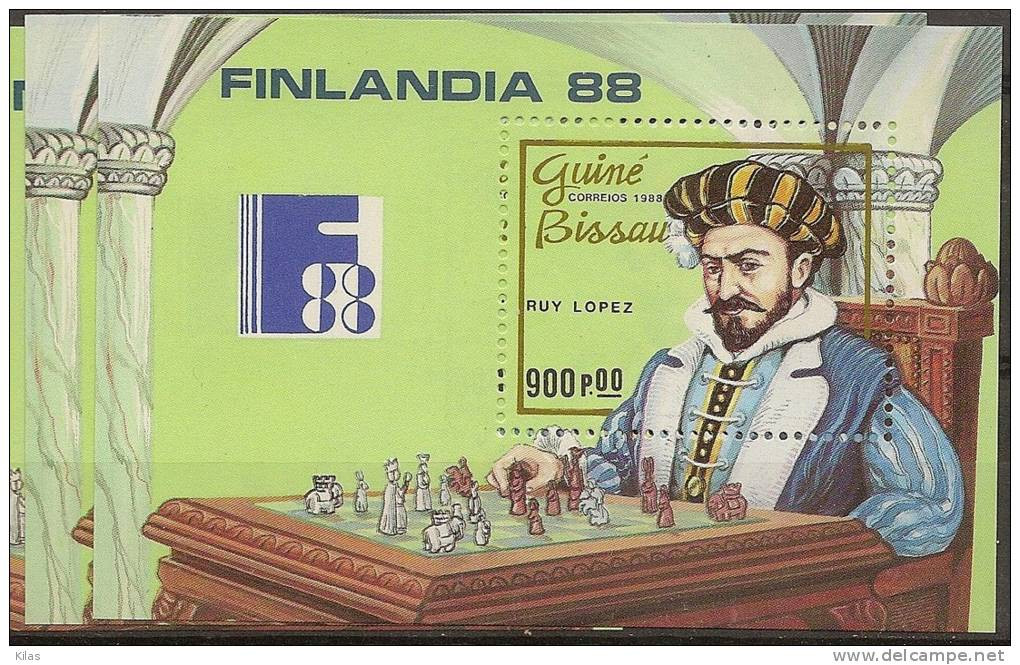 GUINEA - BISSAU 1988 Chess, Finlandia MNH - Echecs