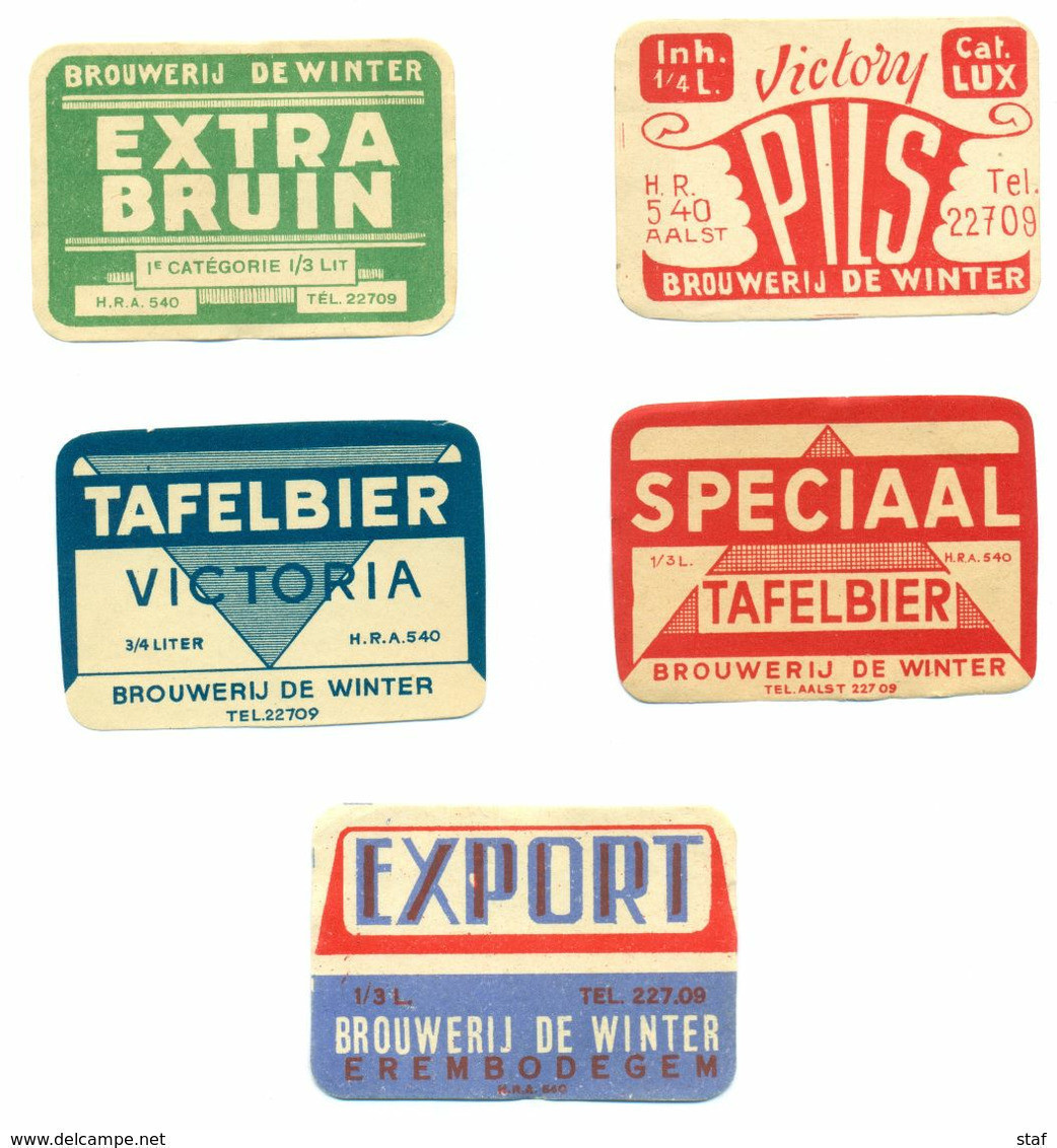 5 Oude Etiketten /  5 Anciennes étiquettes Bier Bière : Brouwerij - Brasserie De Winter Te Erembodegem Aalst - Bière