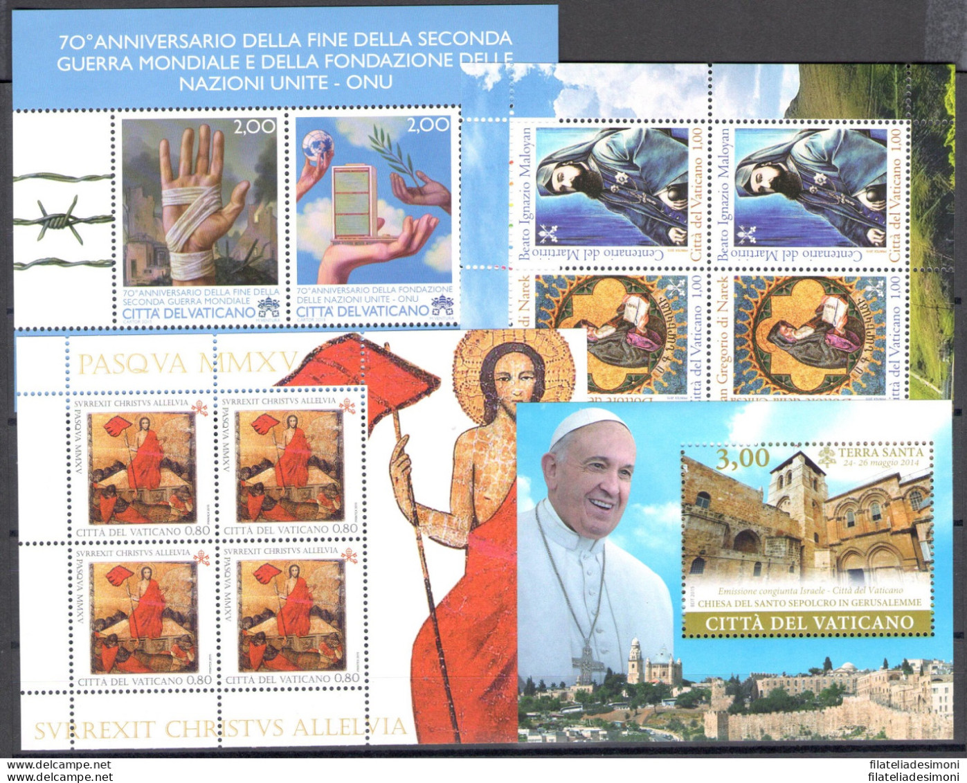 2015 Vaticano , Annata Completa , Francobolli Nuovi , 29 Valori + 4 Foglietti + - Annate Complete