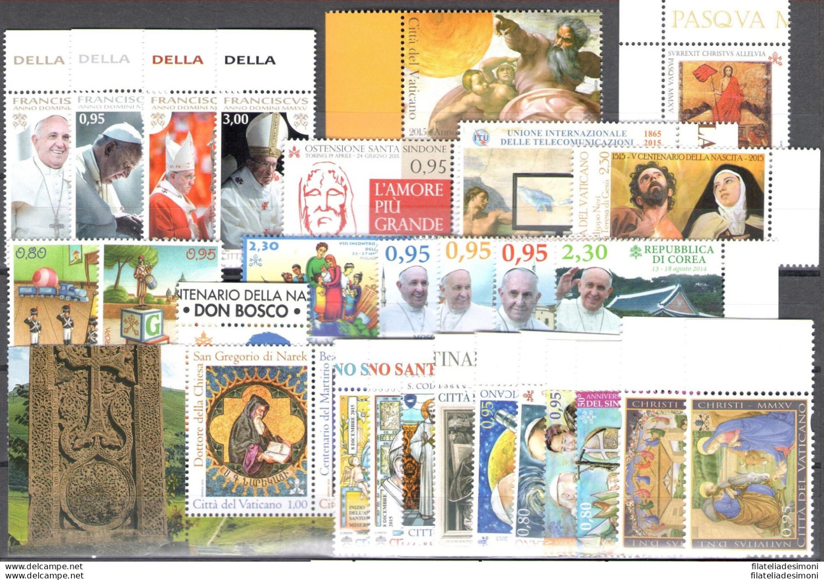 2015 Vaticano , Annata Completa , Francobolli Nuovi , 29 Valori + 4 Foglietti + - Años Completos
