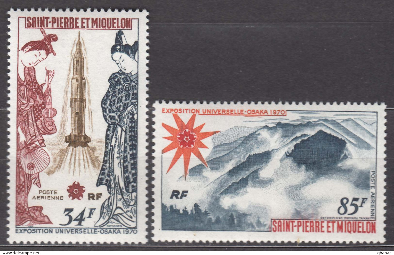 St. Pierre & Miquelon 1970 EXPO Osaka Mi#453-454 Mint Never Hinged - Unused Stamps