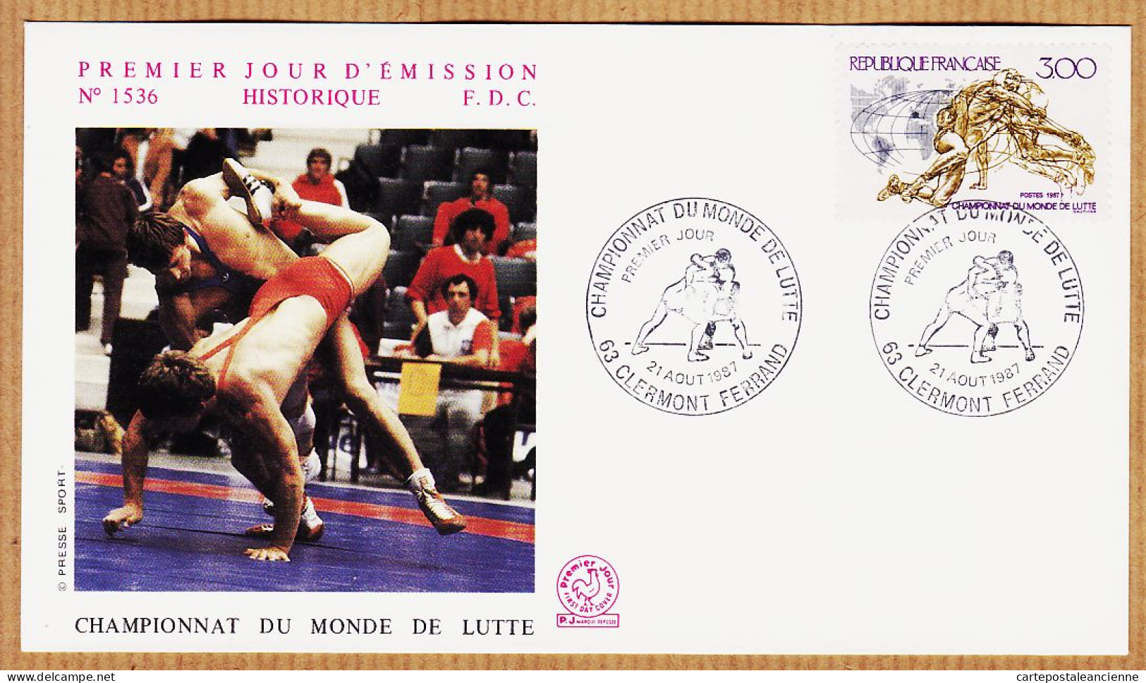 14280 / FDC Championnat Du Monde De LUTTE 21 Aout 1987 CLERMONT-FERRAND Premier Jour Emission N° 1536 - Wrestling