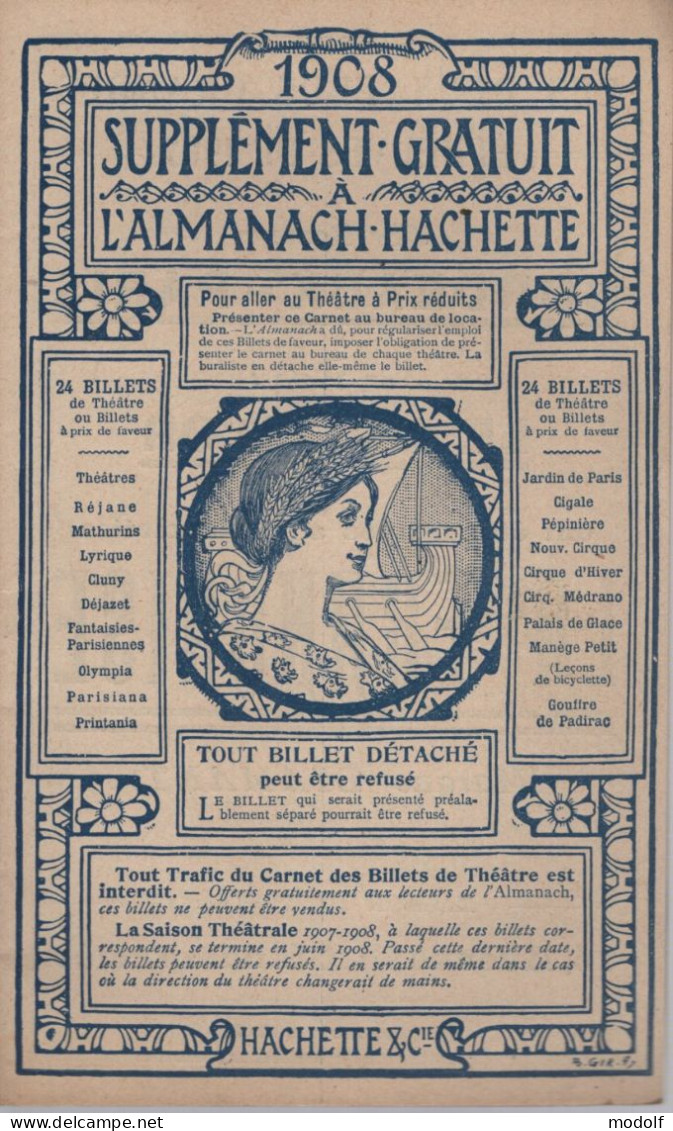 Supplément Gratuit à L'Almanach Hachette 1908 - Riviste & Cataloghi