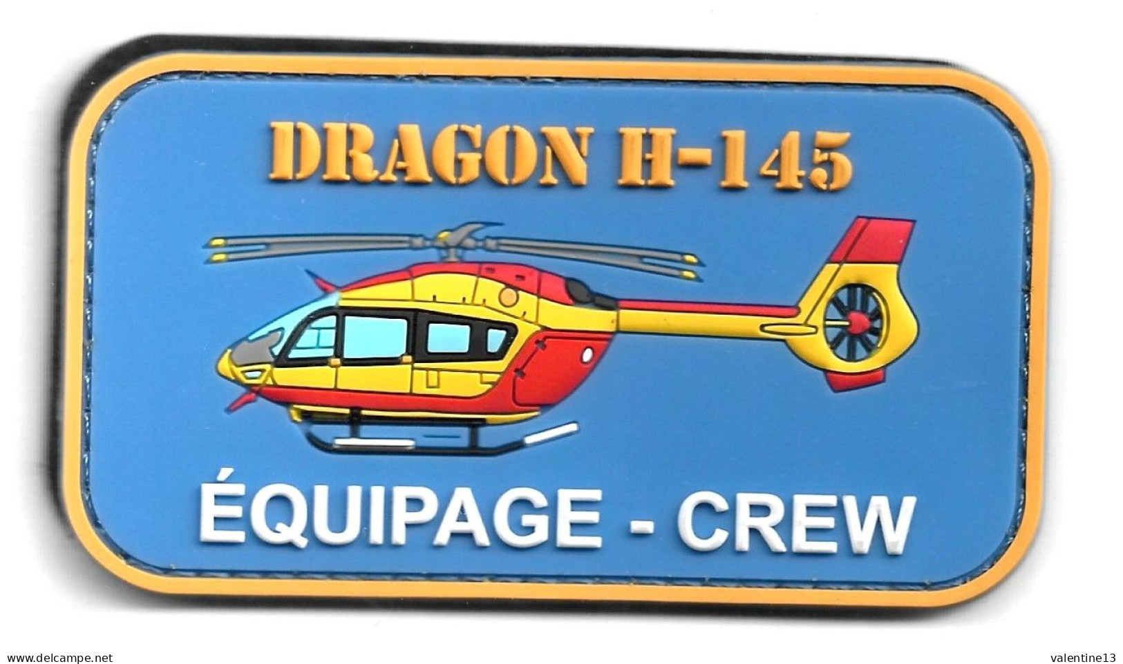 Ecusson PVC SECURITE CIVILE DRAGON EC-145 EQUIPAGE - Bomberos