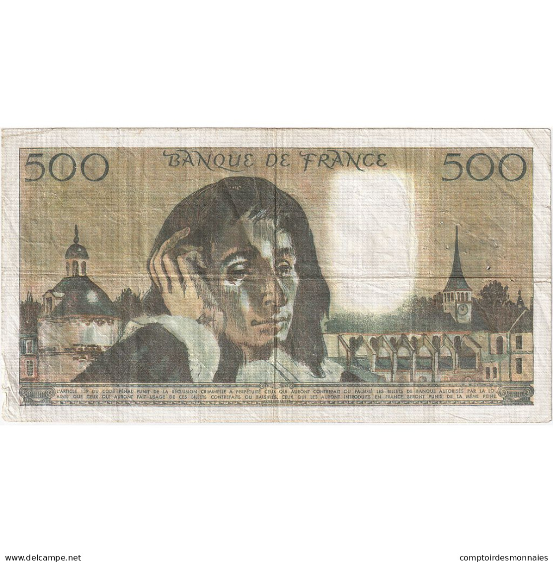 France, 500 Francs, Pascal, 1984, W.203, TB, Fayette:71.30, KM:156e - 500 F 1968-1993 ''Pascal''