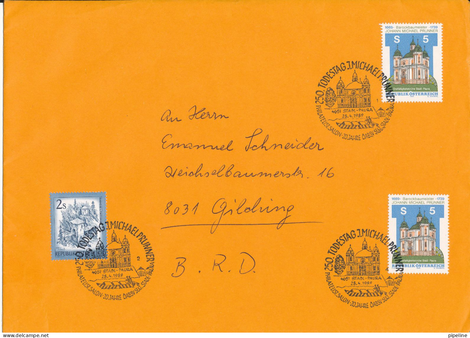 Austria FDC Uprated 28-4-1989 Sent To Germany Stadt Paura 28-4-1989 - FDC