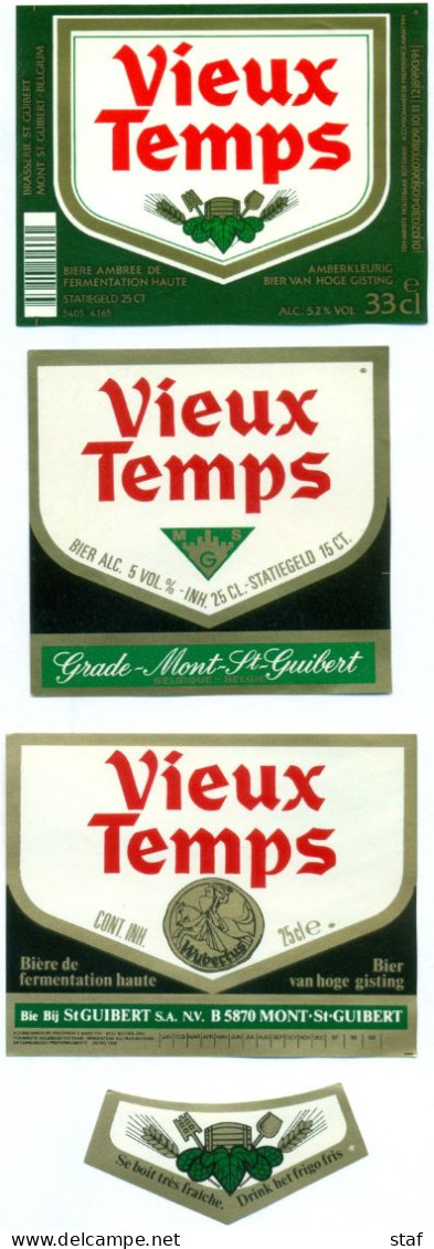 3 Verschillende Oude Etiketten Vieux Temps - Brouwerij / Brasserie St Guibert Te Mont-St-Guibert - Bière