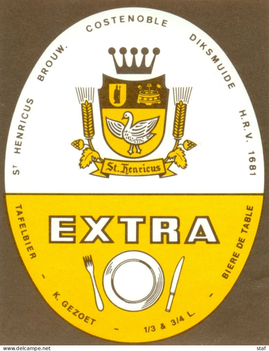 Oud Etiket Bier Extra - Brouwerij / Brasserie St Henricus Te Diksmuide - Bière