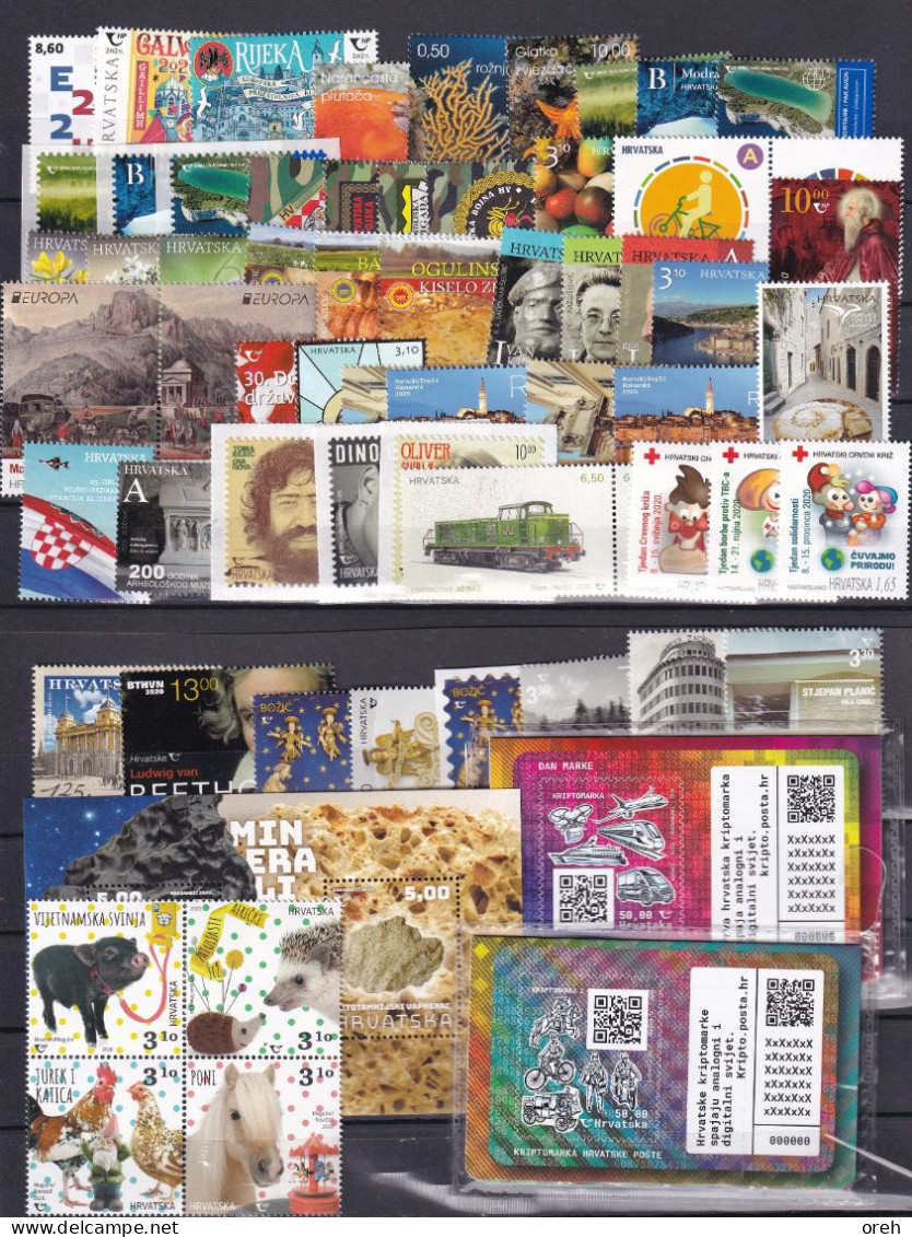 CROATIA 2020,COMPLETE YEAR, ANNO COMPLETA,JAHRGANG,RED CROSS,SURCHARGE,,MNH, - Kroatië