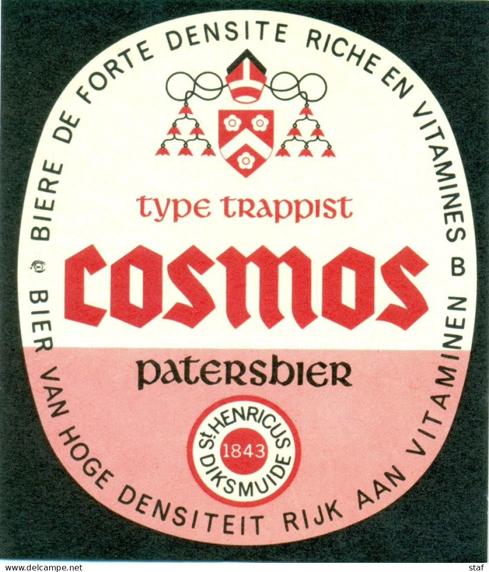 Oud Etiket Bier Cosmos Type Trappist Patersbier - Brouwerij / Brasserie St Henricus Te Diksmuide - Bière