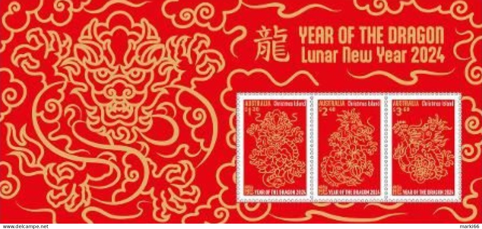 Christmas Island - 2024 - Lunar New Year Of The Dragon - Mint Stamp Sheetlet - Christmas Island