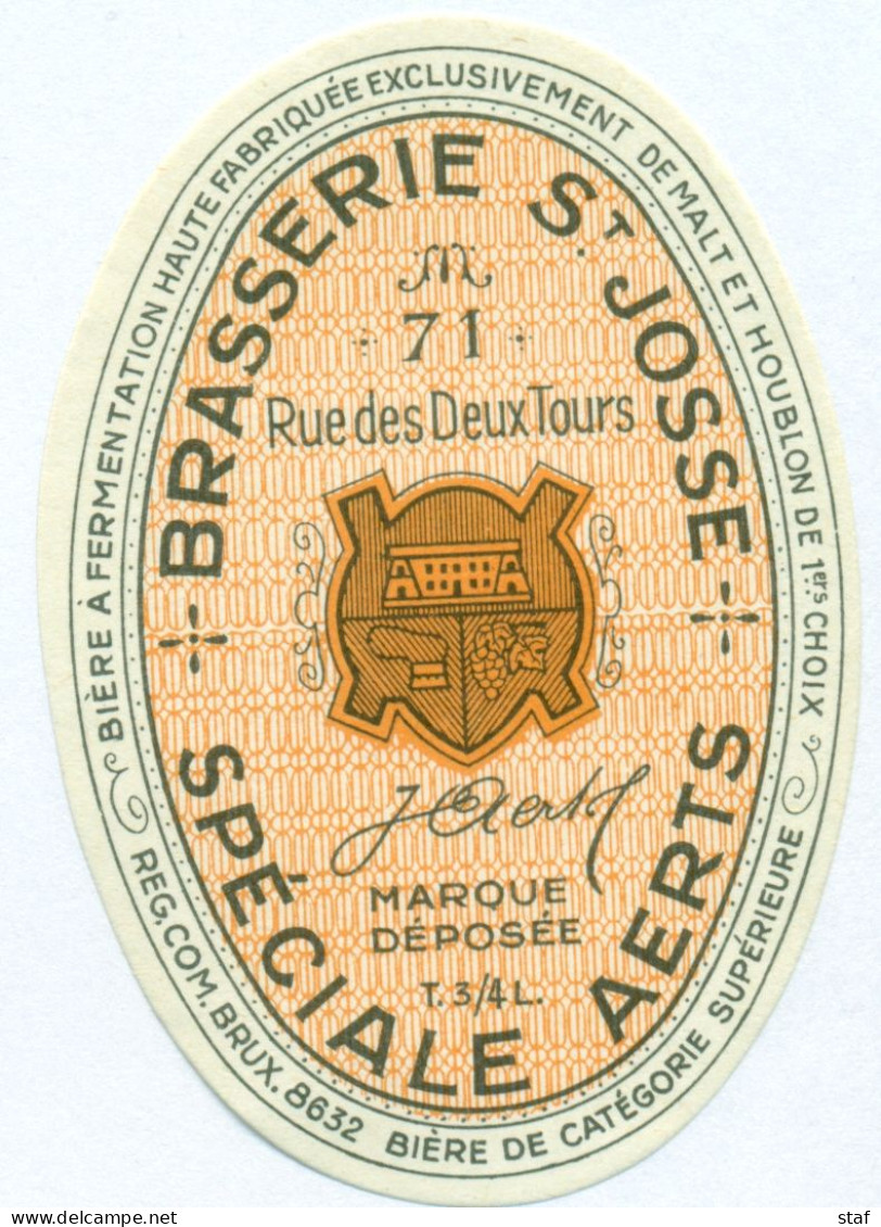 Oud Etiket Bier Speciale Aerts - Brouwerij / Brasserie St Josse - Bière