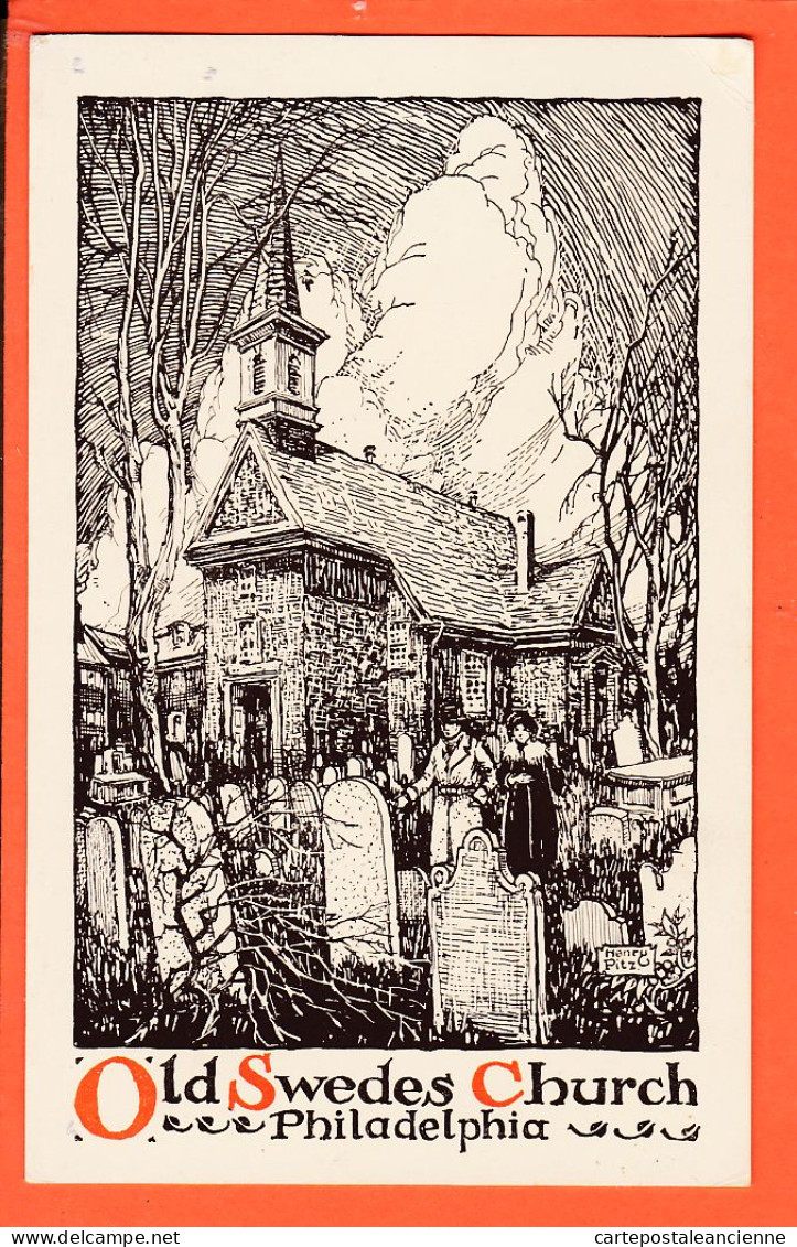 23937 / ⭐ ♥️ PHILADELPHIA OLD SWEDES Church 1677 Henry PITZ Streets Art Alliance Post Cards Series N°16 - Philadelphia