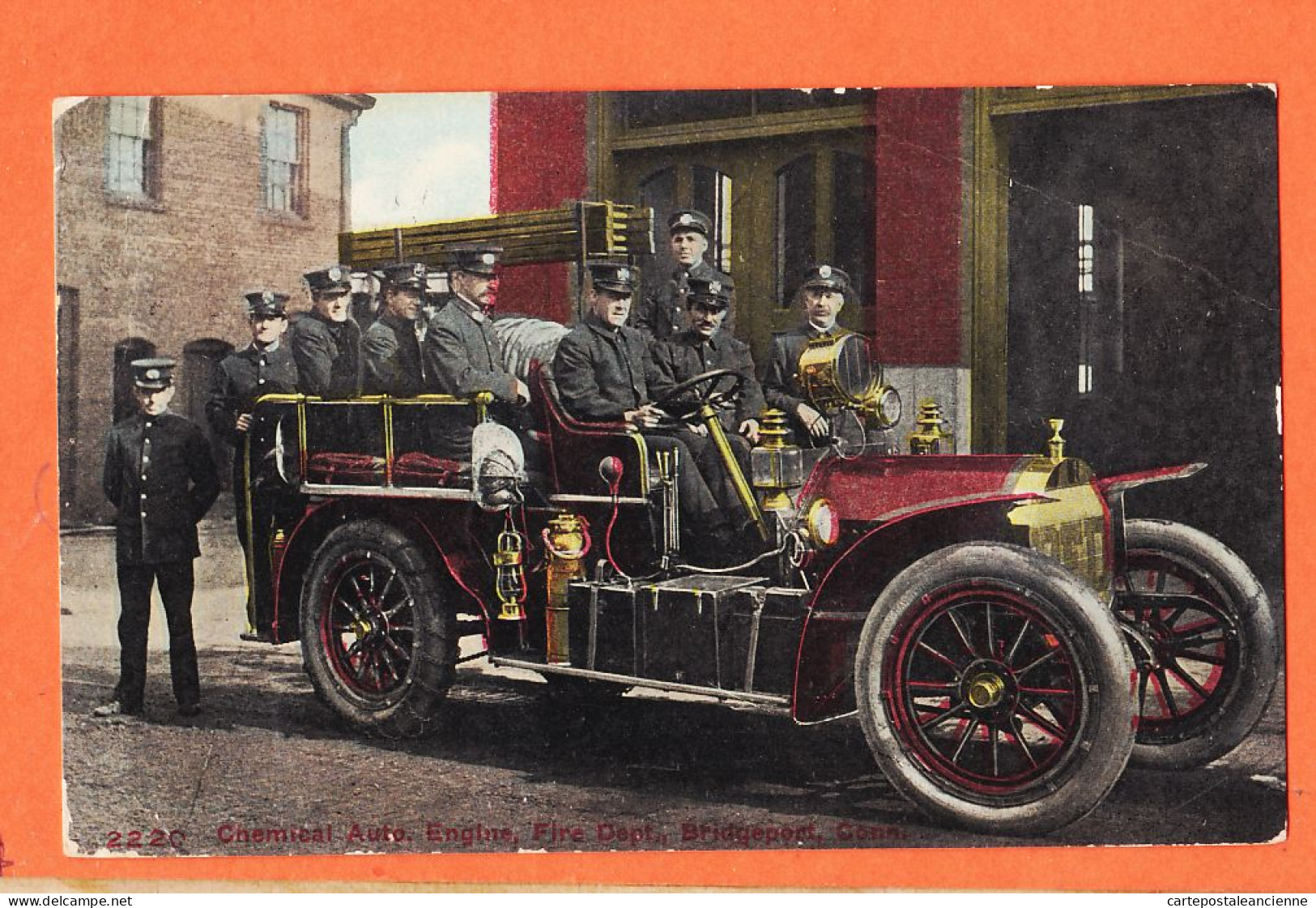 23960 / ⭐ Rare Carte-Photo BRIDGEPORT Connectitut Chemical Auto Engine Fire Automobile Pompiers DANZIGERBERMAN New-Haven - Bridgeport