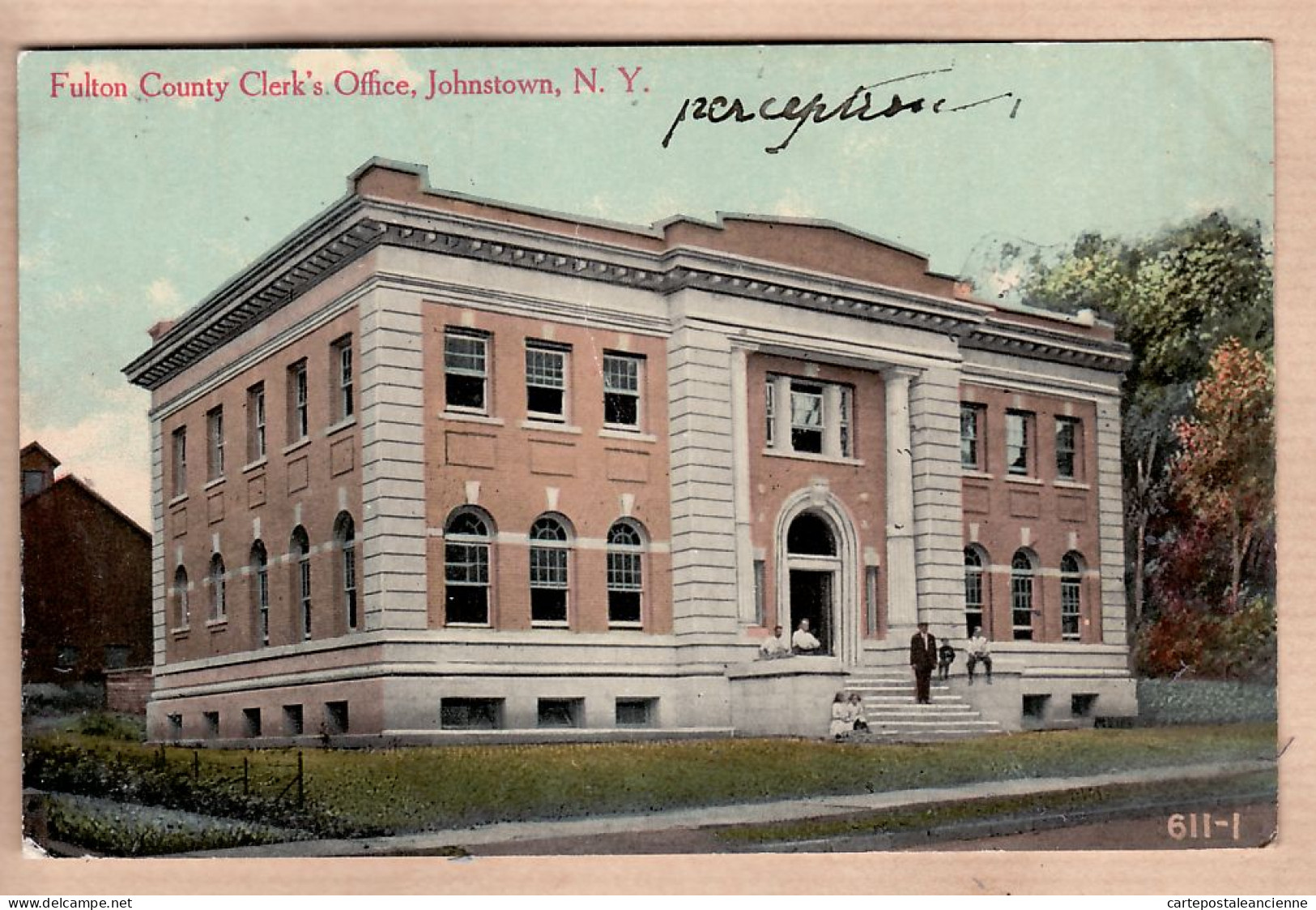 23904 / ⭐ NY FULTON County Clerk's Office JOHNSTOWN New-York  Send 1910s By ROUCOULES French Family Emigrated - Other Monuments & Buildings