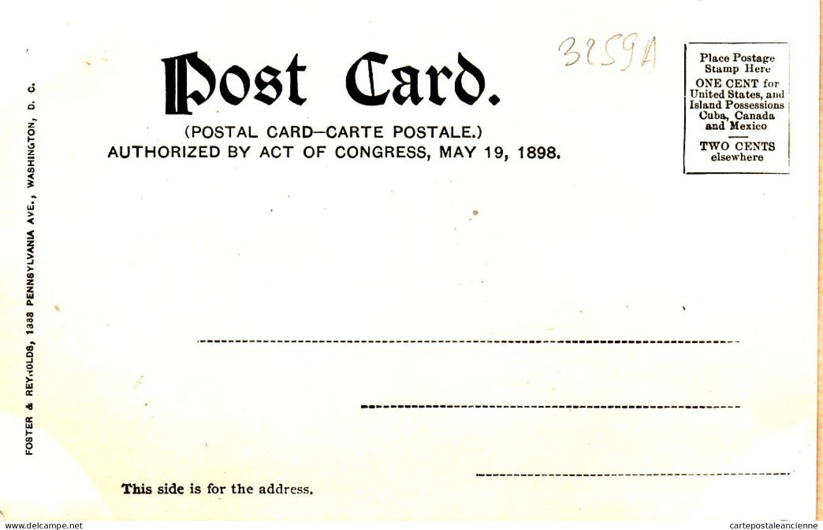 23942 / ⭐ Patent Office  WASHINGTON D.C Authorized Act Congress May 19, 1898 Publisher  Foster & Reynolds N°119 - Washington DC