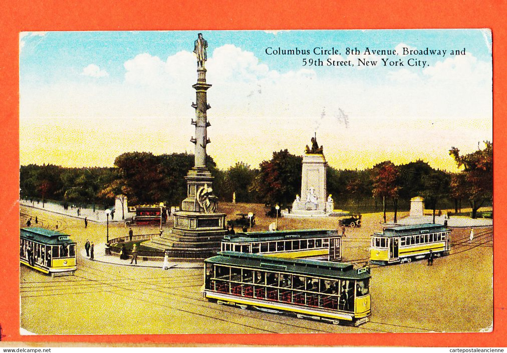 23878 / ⭐ NY NEW-YORK Tramways COLUMBUS Circle 8th Avenue BROADWAY 59th Street 1926 à LEGER Le Havre MANHATTAN Post-Card - Transports