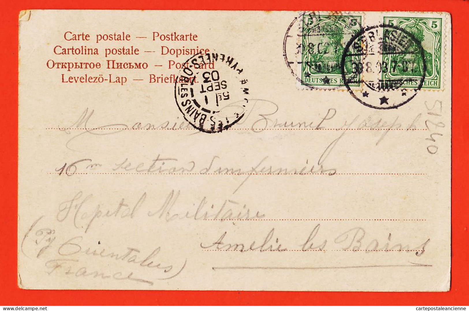 23628 / ST BLASIEN Bade-Wurtemberg 1903 Joseph BRUNEL 16e Section Infirmiers Hopital Militaire Amélie-les-Bains - St. Blasien